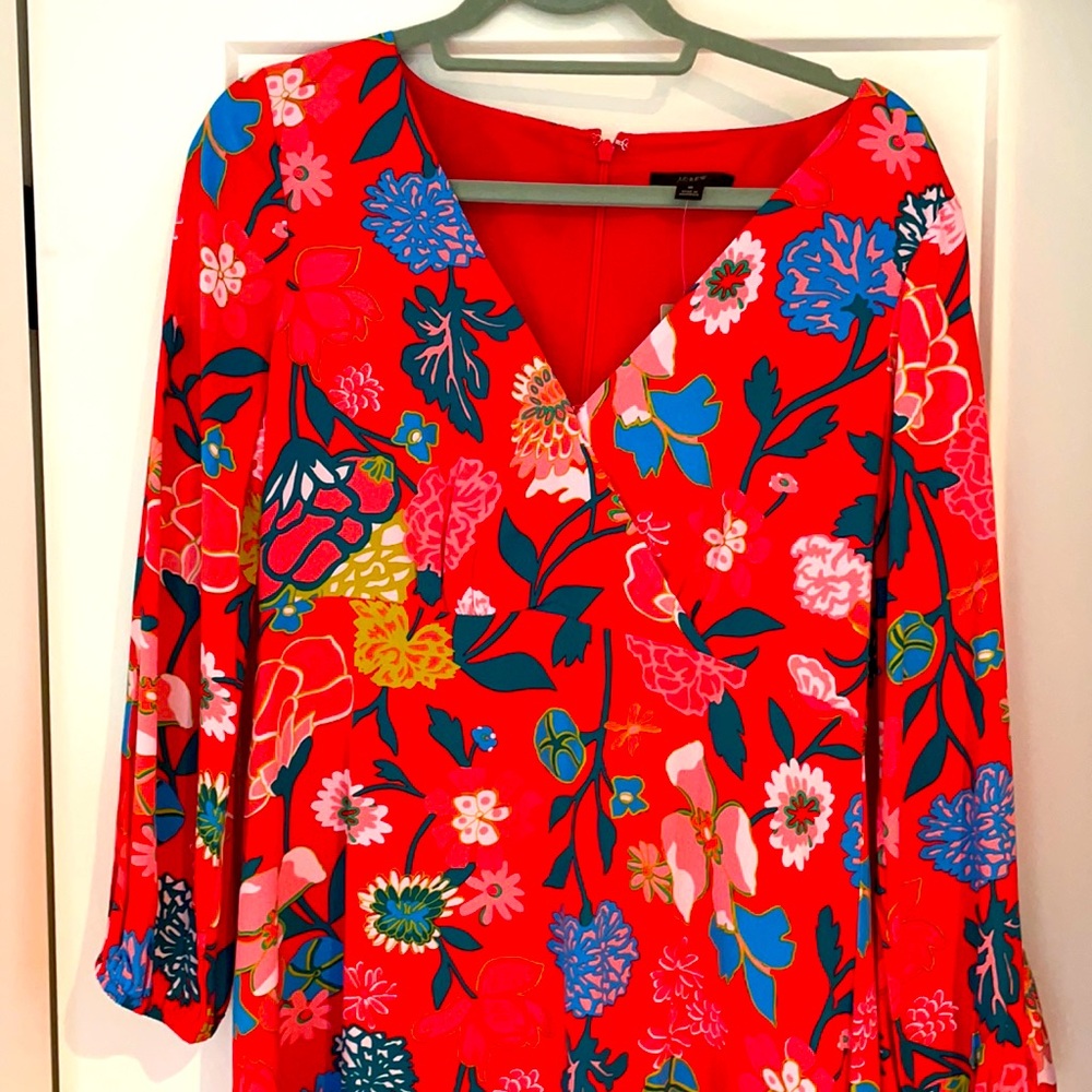 Bright happy J Crew v-neck midi dress